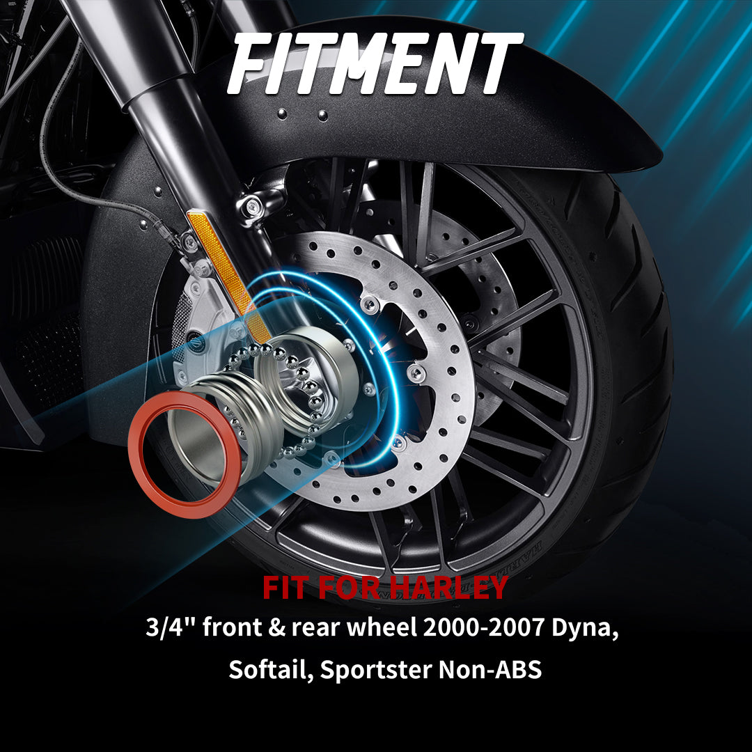 3/4" Wheel Bearing Front Rear Bearings Sealed Kit for 2000-2007 Harley Dyna/Softail/Sportster Non-ABS Models