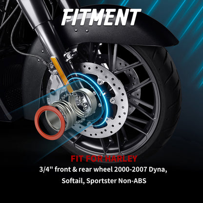 3/4" Wheel Bearing Front Rear Bearings Sealed Kit for 2000-2007 Harley Dyna/Softail/Sportster Non-ABS Models