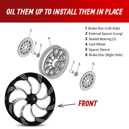 3/4" Wheel Bearing Front Rear Bearings Sealed Kit for 2000-2007 Harley Dyna/Softail/Sportster Non-ABS Models