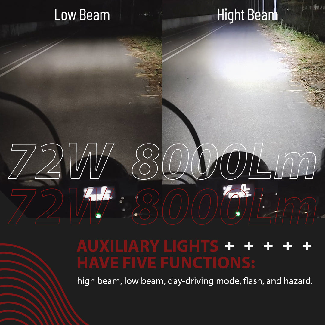 72W Waterproof Auxiliary Light Kit for Harley All 39MM Front Fork