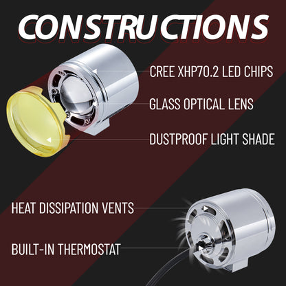 72W Waterproof Auxiliary Light Kit for Harley All 39MM Front Fork