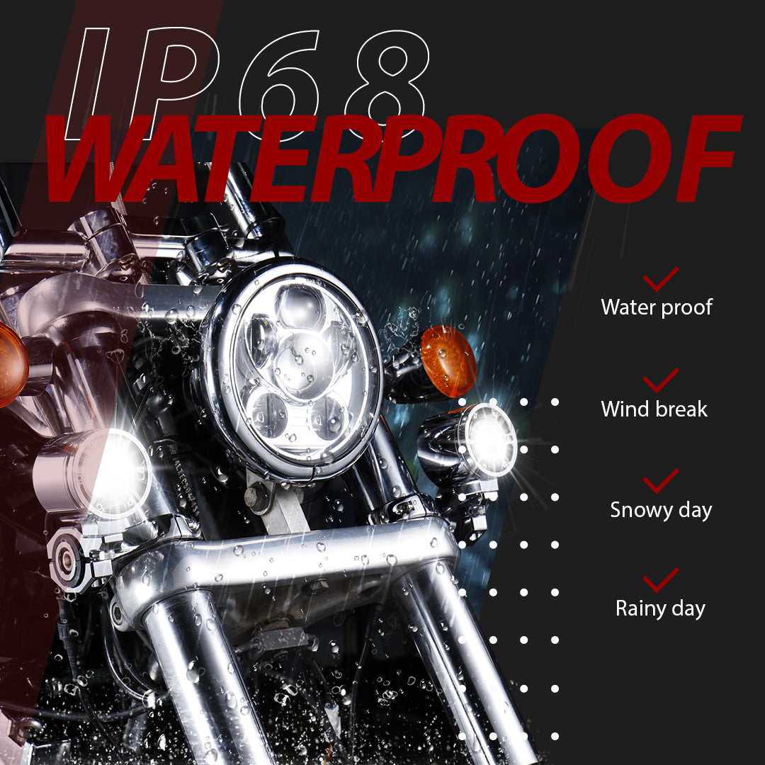 72W Waterproof Auxiliary Light Kit for Harley All 39MM Front Fork