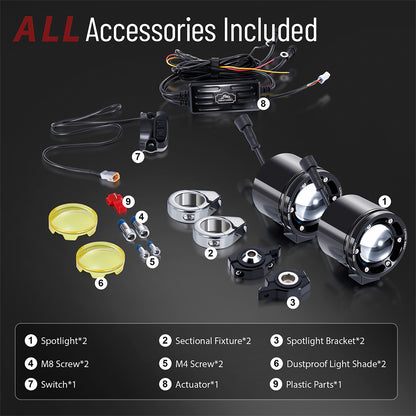 72W Waterproof Auxiliary Light Kit for Harley All 39MM Front Fork