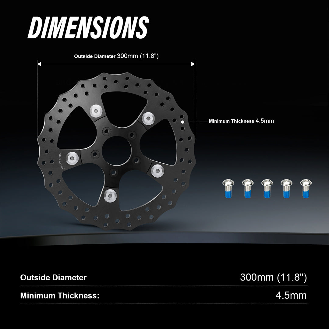11.8" Front Brake Disc Rotors for Harley 2006-2017 Dyna 2015-Later Softail 2014-Later Sportster