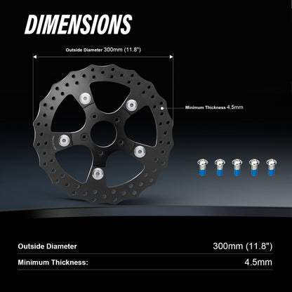 11.8" Front Brake Disc Rotors for Harley 2006-2017 Dyna 2015-Later Softail 2014-Later Sportster