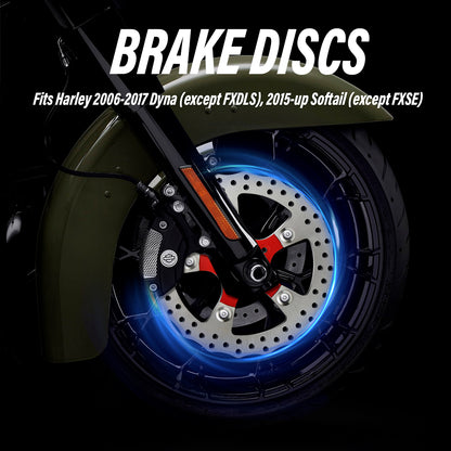 11.8" Front Brake Disc Rotors for Harley 2006-2017 Dyna 2015-Later Softail 2014-Later Sportster