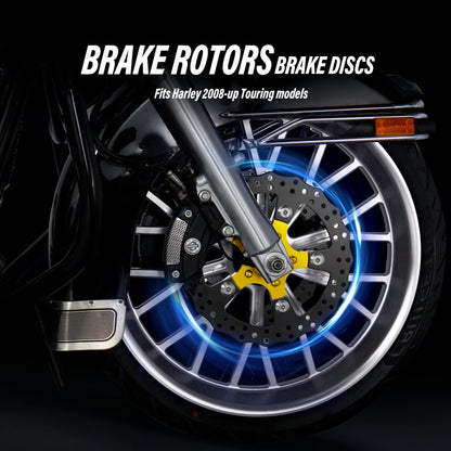 14" Front Brake Dual Disc Floating Rotors for Harley 2008-Later Touring