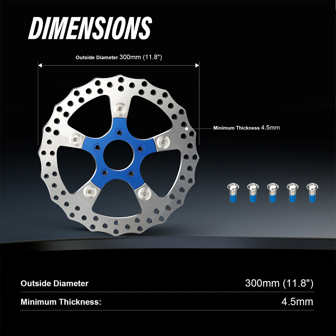 11.8" Hand-polished Front Brake Disc Rotors for Harley 2006-2017 Dyna/2015-Later Softail/2014-Later Sportster