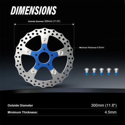 11.8" Hand-polished Front Brake Disc Rotors for Harley 2006-2017 Dyna/2015-Later Softail/2014-Later Sportster