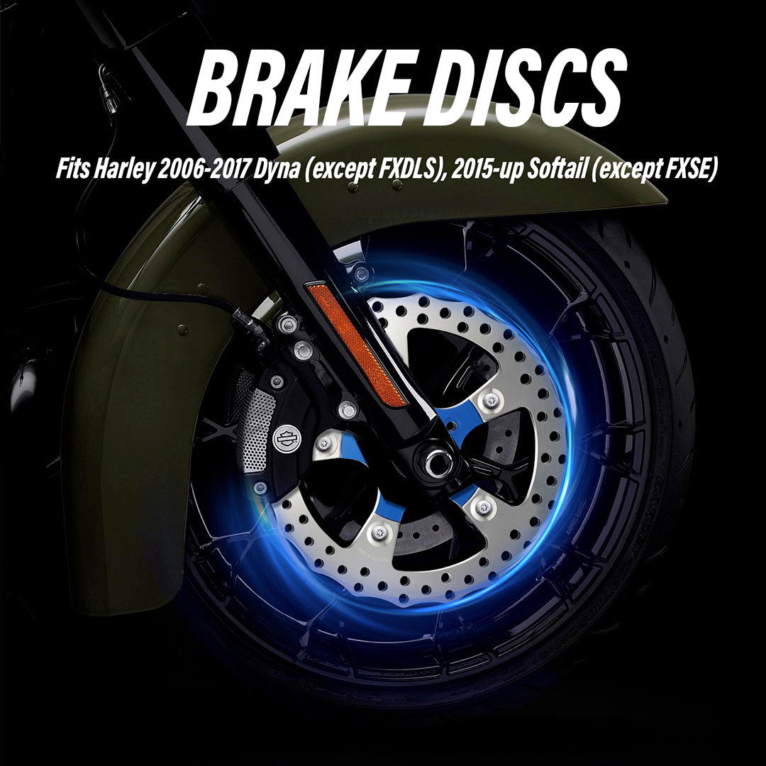 11.8" Hand-polished Front Brake Disc Rotors for Harley 2006-2017 Dyna/2015-Later Softail/2014-Later Sportster