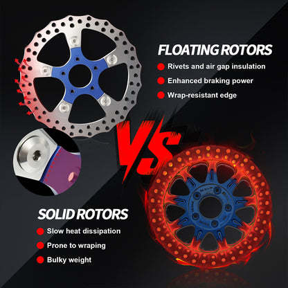 11.8" Hand-polished Front Brake Disc Rotors for Harley 2006-2017 Dyna/2015-Later Softail/2014-Later Sportster