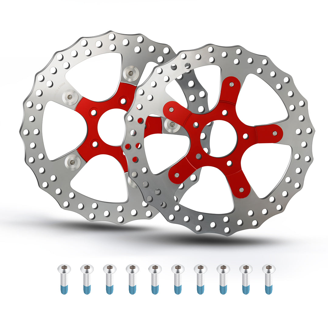 Red 11.8" Front Brake Double Disc Rotors for 2008-Later Harley Touring