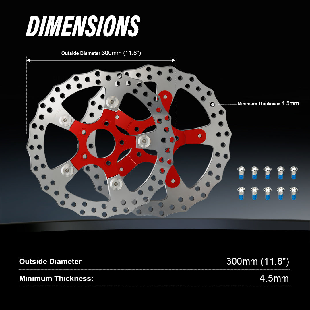 Red 11.8" Front Brake Double Disc Rotors for 2008-Later Harley Touring