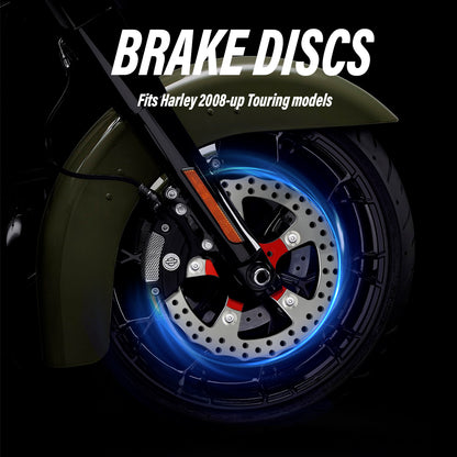 Red 11.8" Front Brake Double Disc Rotors for 2008-Later Harley Touring