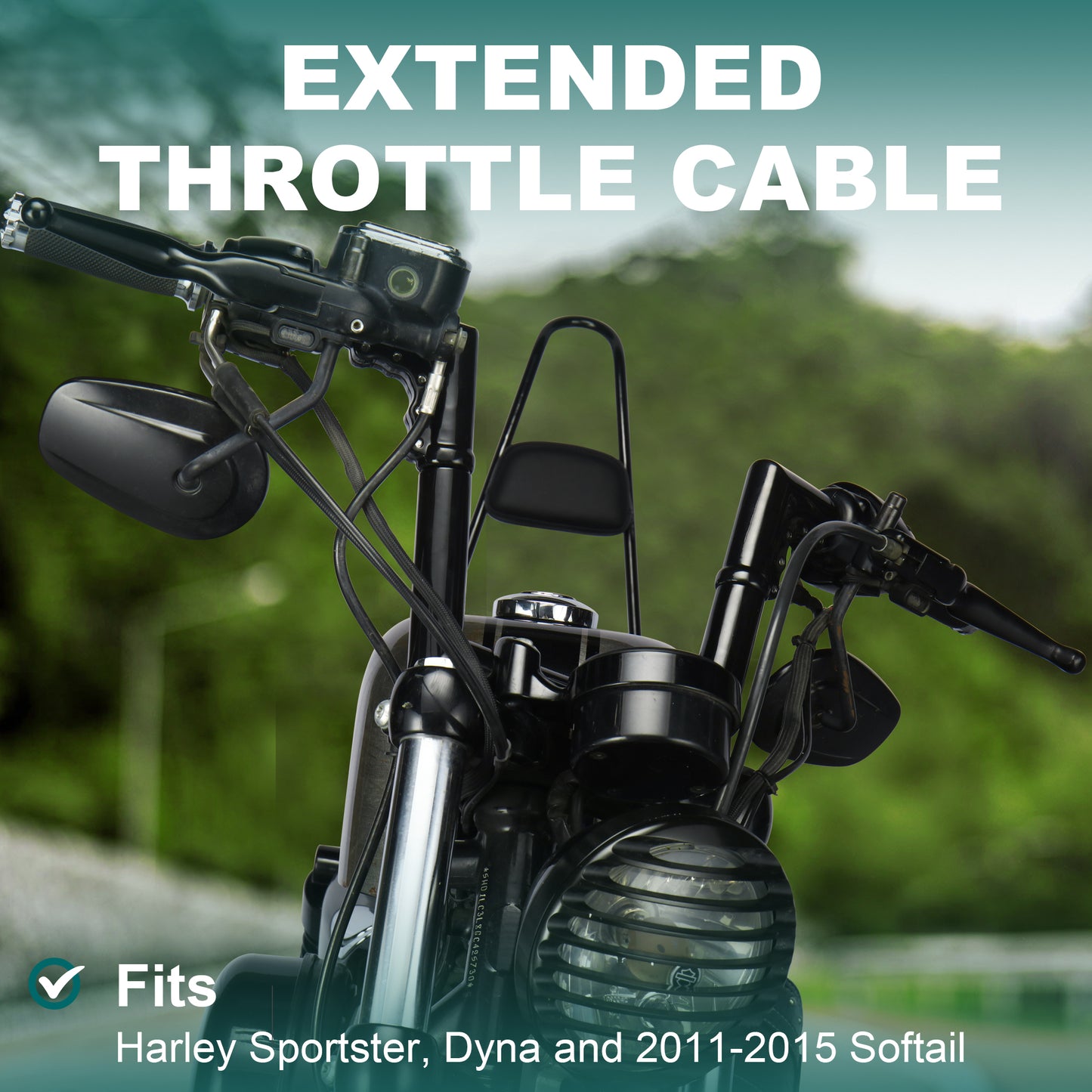 MoKitDora 39.35" Throttle Cable Set for 2007-2013 Harley Sportsters XL 14" Bars 1996-2017 Dyna 2011-2015 Softail FXST FXSTC FXSTD 12" Handlebar Black Vinyl Coated