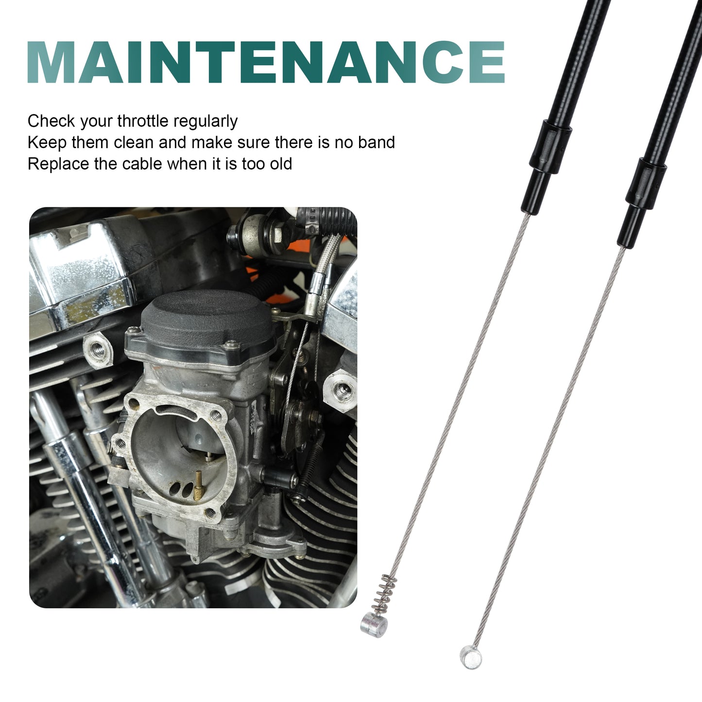 MoKitDora 39.35" Throttle Cable Set for 2007-2013 Harley Sportsters XL 14" Bars 1996-2017 Dyna 2011-2015 Softail FXST FXSTC FXSTD 12" Handlebar Black Vinyl Coated