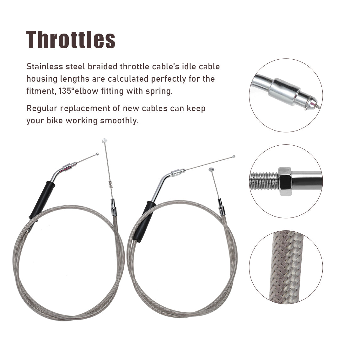 Handlebar Extended CAN-Bus Wiring Clutch Brake Line Throttle Cables and Turn Signal Harness for 2007-2010 Harley Softail