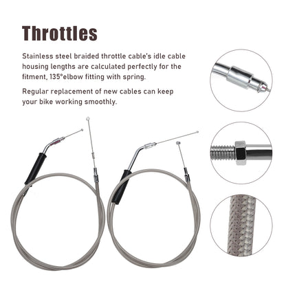 Handlebar Extended CAN-Bus Wiring Clutch Brake Line Throttle Cables and Turn Signal Harness for 2007-2010 Harley Softail