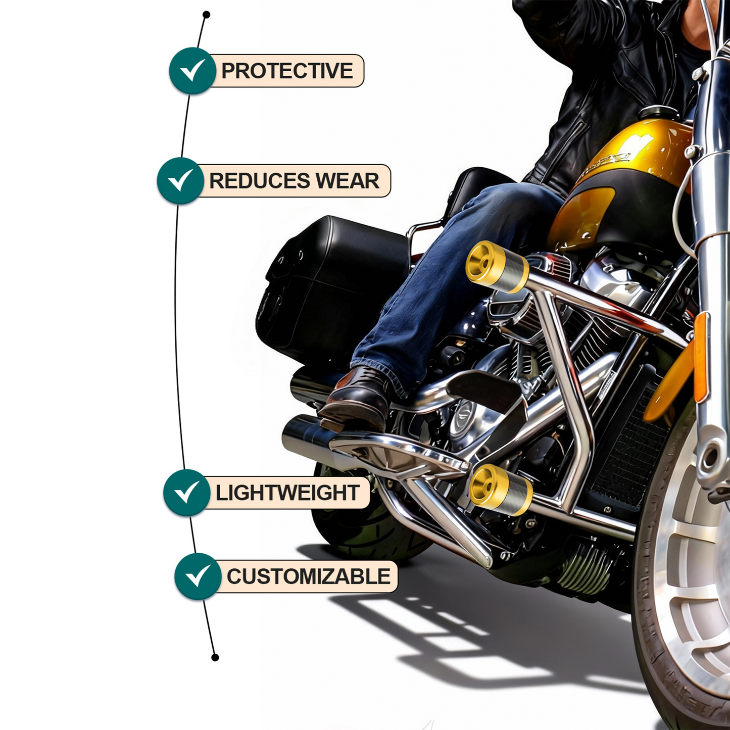 1.25" Saddlebag Guard Highway & Flat-out Crash Bar Sliders for Harley