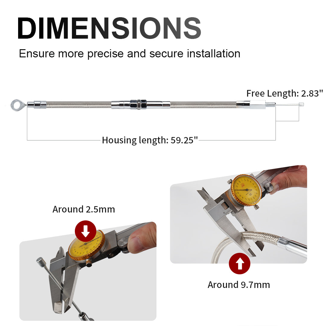 Extended Clutch Cable for 1986-Later Harley Sportster & 1987-2006 Harley Big Twin Models