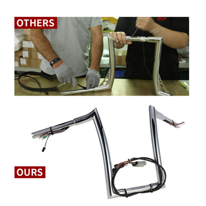 12"/14"/16" Meathook Prewired Handlebars 1.25" fat for 2008-2013 Harley Touring Road Glide
