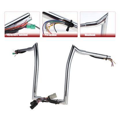 12"/14"/16" Meathook Prewired Handlebars 1.25" fat for 2008-2013 Harley Touring Road Glide