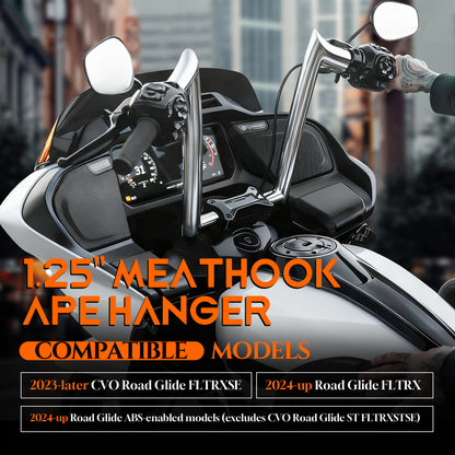 12/14/16 inch Meathook Ape Hangers for 2023-Later Harley Road Glide