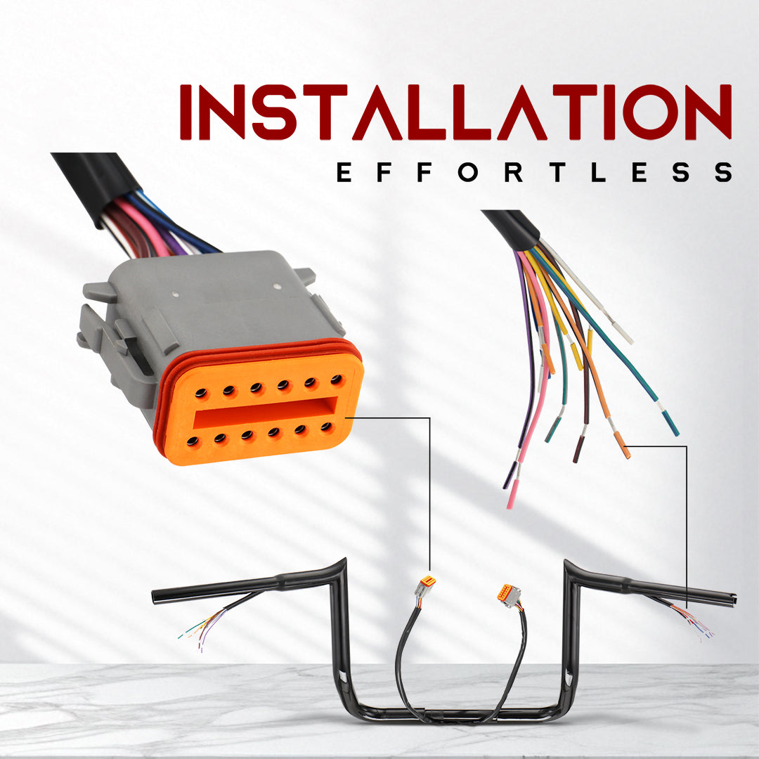 12"/14"/16" Prewired Meathook 1.25" Fat Handlebar for 1996-2006 Harley Touring