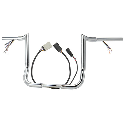 10"/12"/14" Prewired 1.25" Fat Meathook Handlebars for 2008-2013 Harley Touring