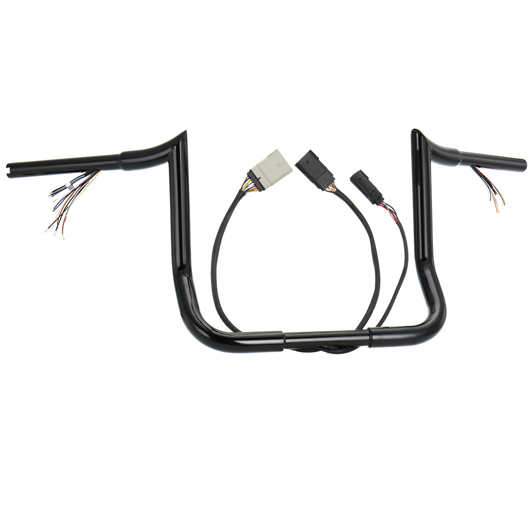 10"/12"/14" Prewired 1.25" Fat Meathook Handlebars for 2008-2013 Harley Touring