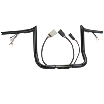 10"/12"/14" Prewired 1.25" Fat Meathook Handlebars for 2008-2013 Harley Touring