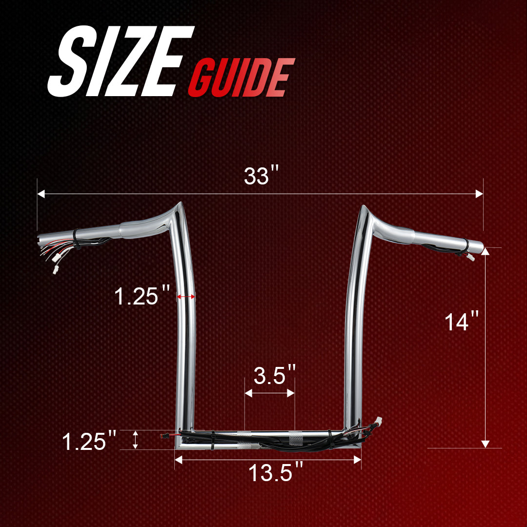 12"/14"/16" Meathook 1.25" Prewired Handlebars for 2016-2023 Harley Touring Road Glide