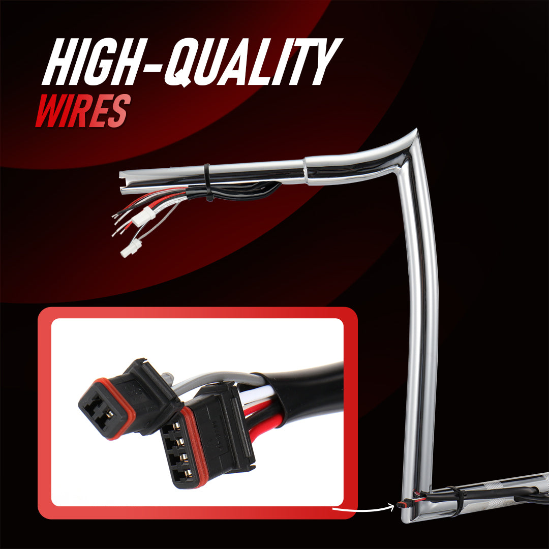 12"/14"/16" Meathook 1.25" Prewired Handlebars for 2016-2023 Harley Touring Road Glide