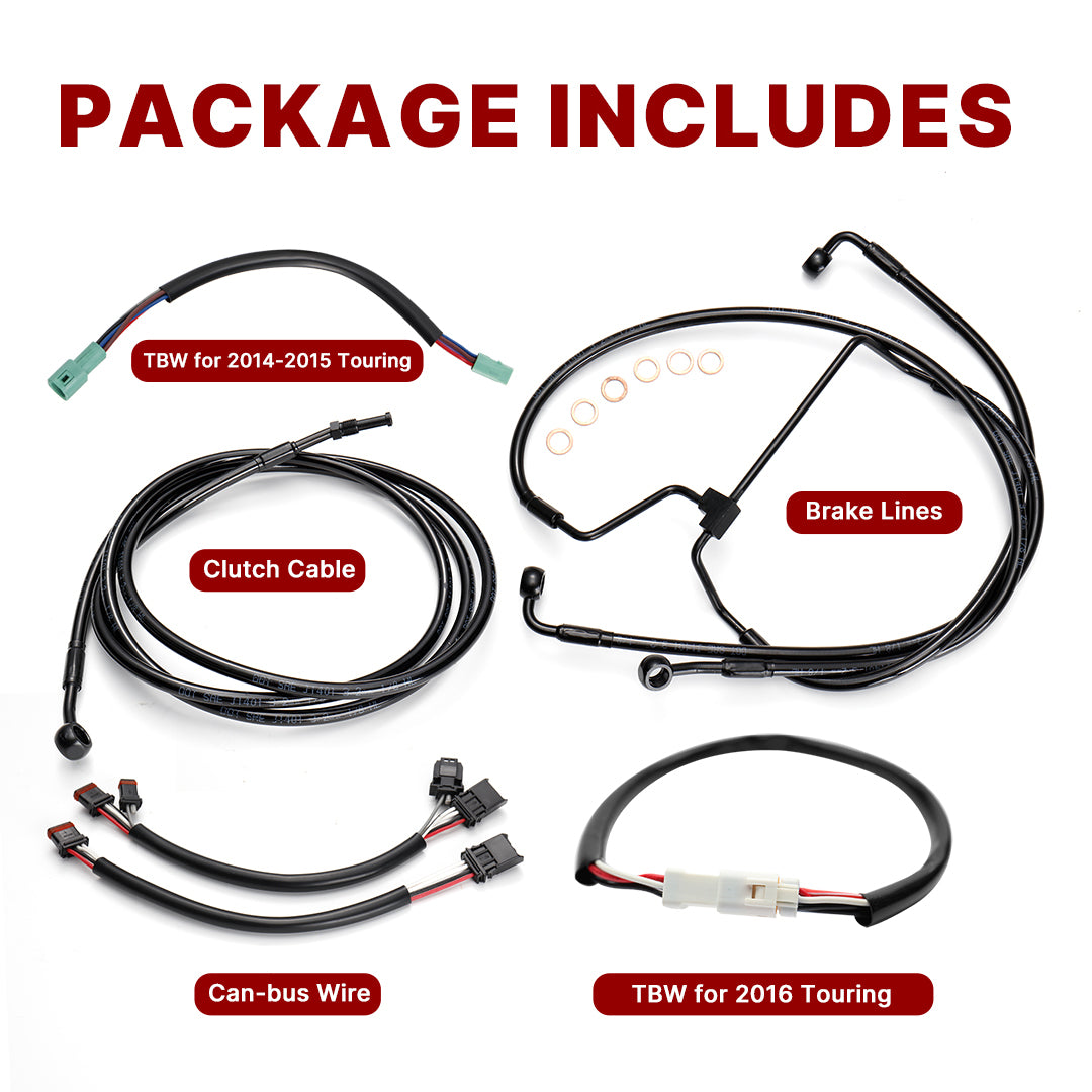 12"/14"/16" Extended Clutch Cable kits for 2014-2015 Harley Touring without ABS