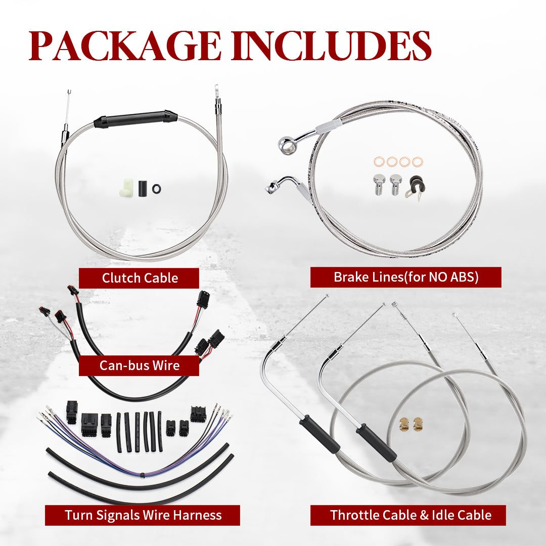 12"/14"/16" Handlebars Extended Wire Kit for 2011-2015 Harley Softail without ABS