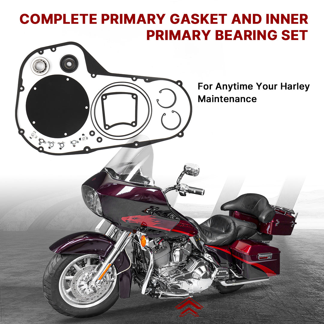 Primary Cover Gasket & Inner Primary Bearing Replacement Seal Kit for 1999-2006 Harley Touring