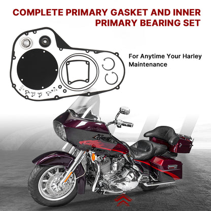 Primary Cover Gasket & Inner Primary Bearing Replacement Seal Kit for 1999-2006 Harley Touring
