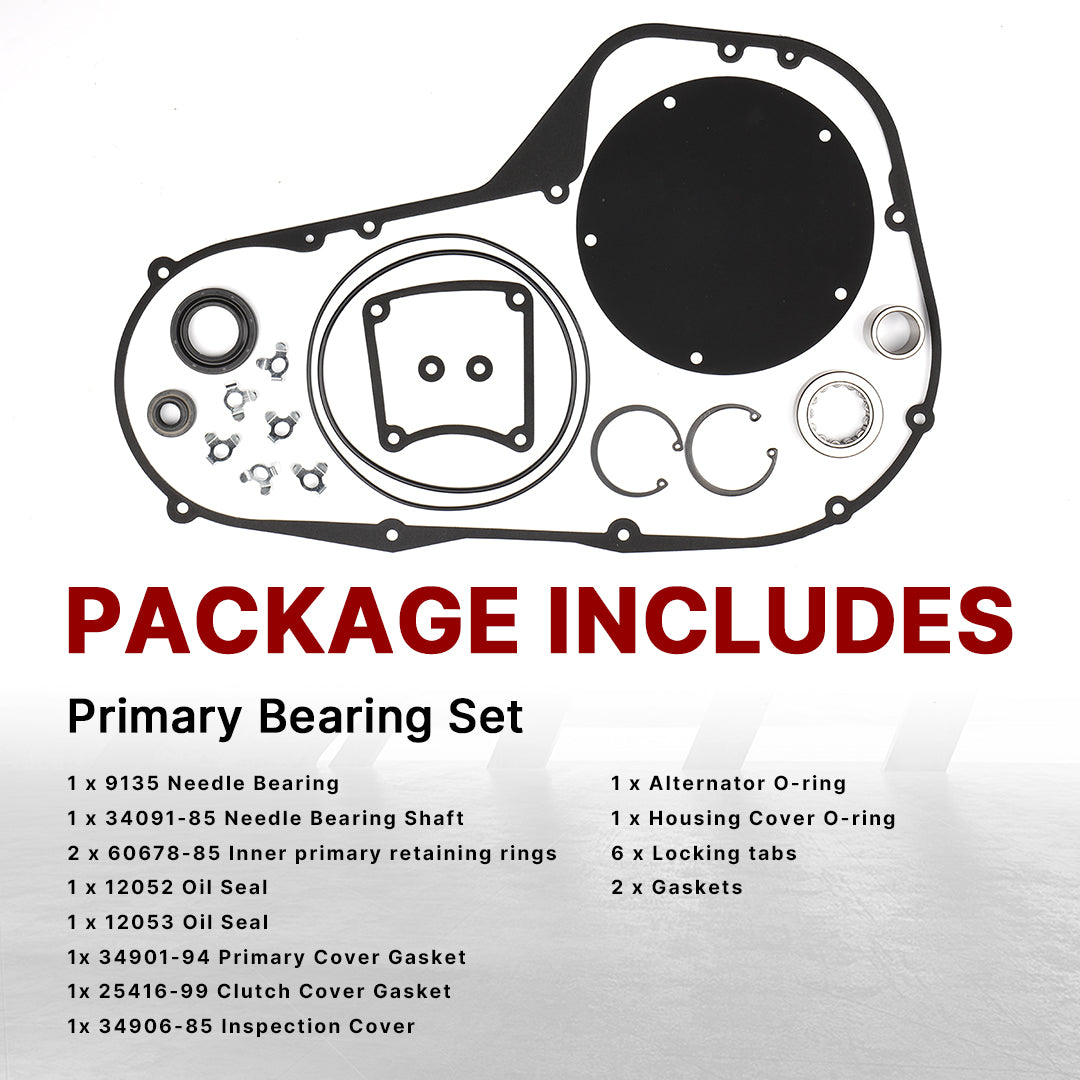 Primary Cover Gasket & Inner Primary Bearing Replacement Seal Kit for 1999-2006 Harley Touring
