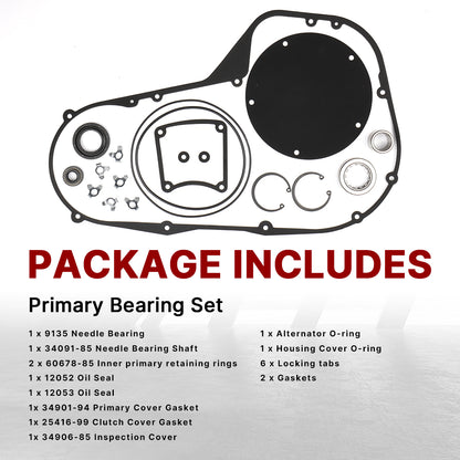 Primary Cover Gasket & Inner Primary Bearing Replacement Seal Kit for 1999-2006 Harley Touring