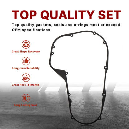Twin Cam Touring Primary Cover Gasket Clutch Inspection Seal Set for 1999-2006 Harley Touring
