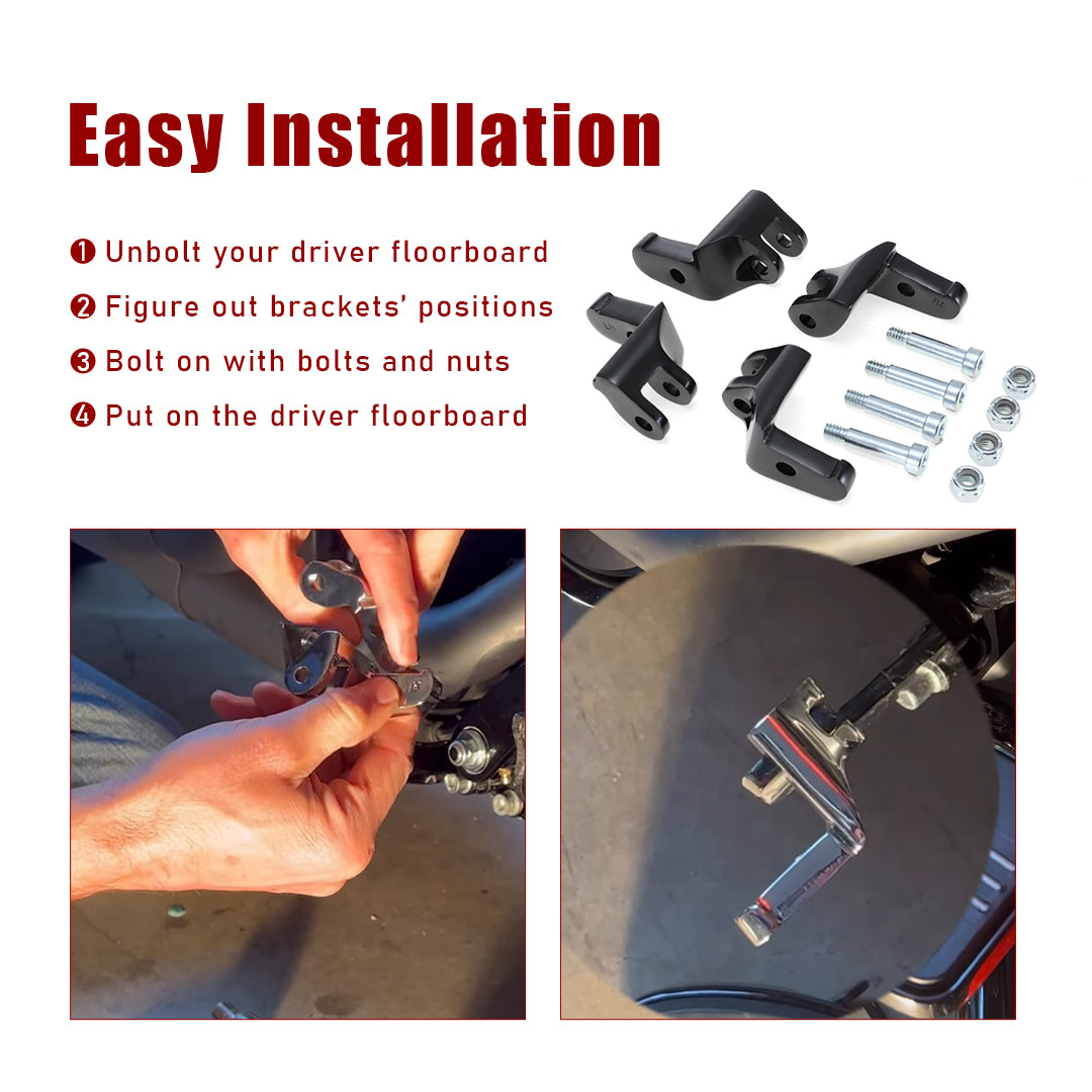 Driver Floorboard Relocation Brackets for 2014-2023 Harley Touring