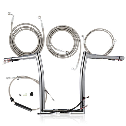 12"/14"/16" Prewired Handlebars with 3 Brake Lines & 1 Clutch Cable Kit for 2021-2023 Harley Touring
