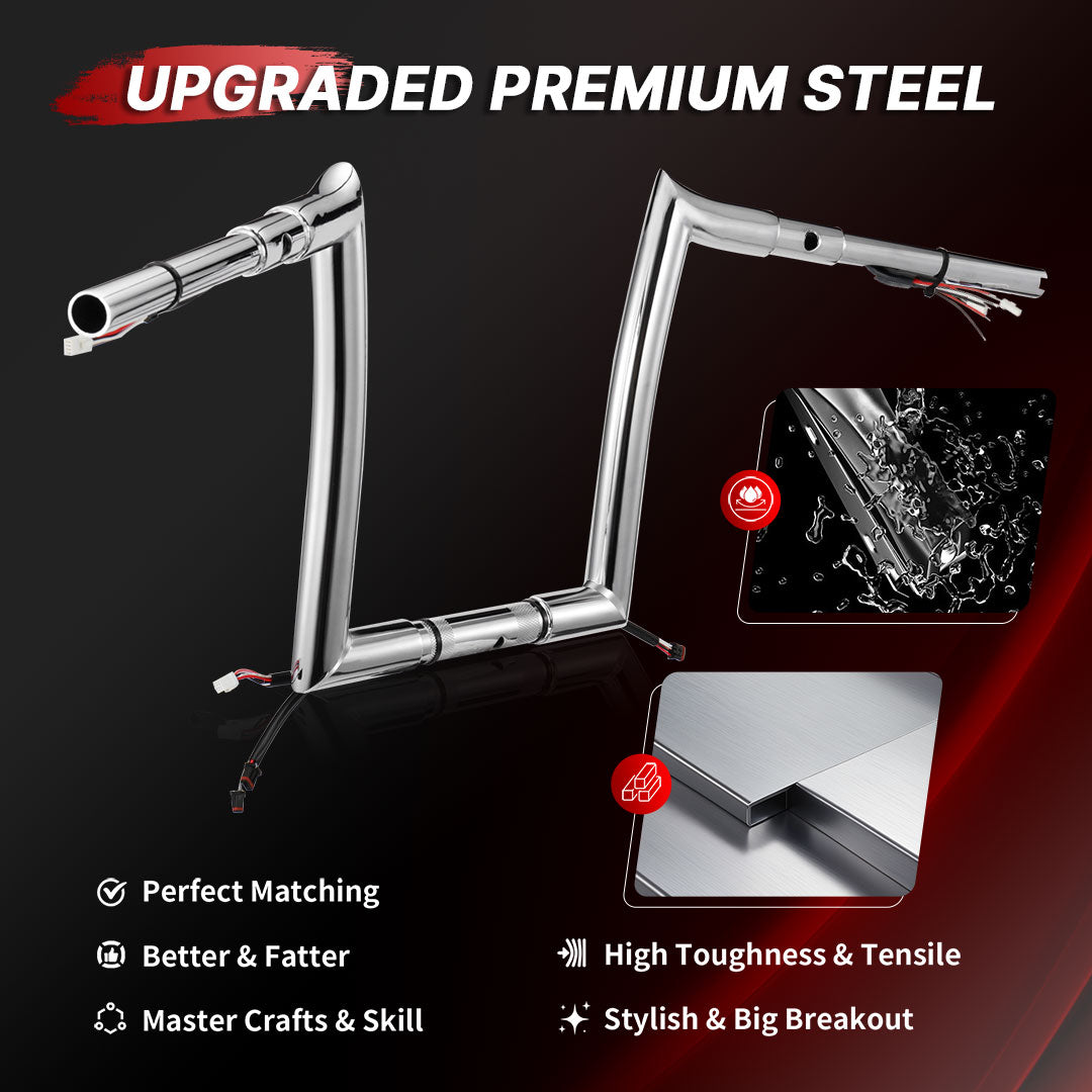 12"/14"/16" Prewired Handlebars with 3 Brake Lines & 1 Clutch Cable Kit for 2021-2023 Harley Touring