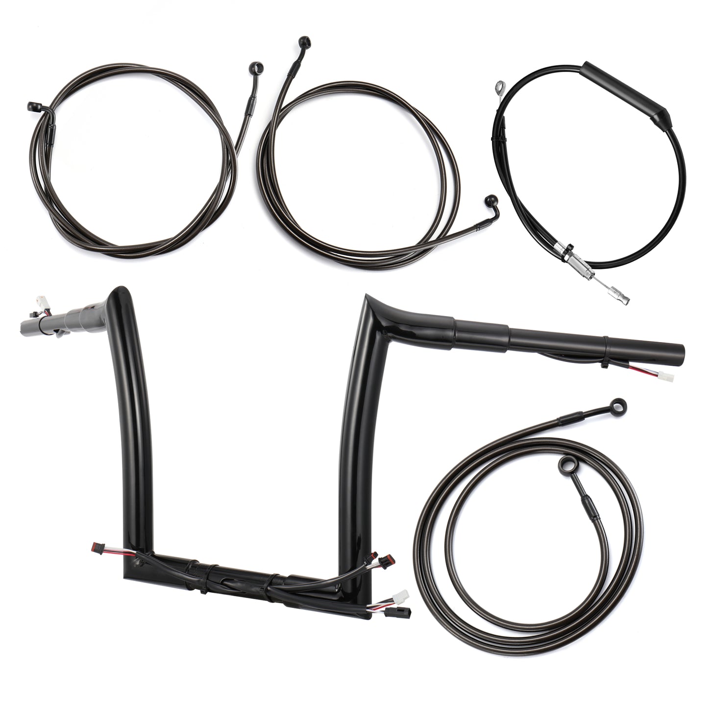 12"/14"/16" Prewired Handlebars with 3 Brake Lines & 1 Clutch Cable Kit for 2021-2023 Harley Touring