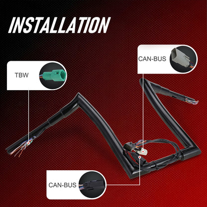 12"/14"/16" Meathook Prewired Handlebars for 2008-2013 Harley Road Glide