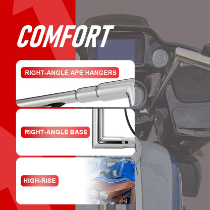 12"/14"/16" Prewired 1.5" Handlebars for 2016-2023 Harley Rode Glide