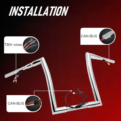 12"/14"/16" Prewired 1.5" Handlebars for 2016-2023 Harley Rode Glide