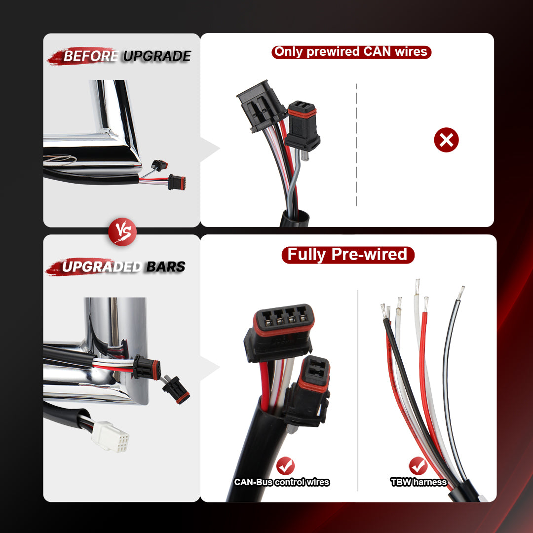 Pre-wired Handlebars for Harley 2016-2023 Touring Road Glide