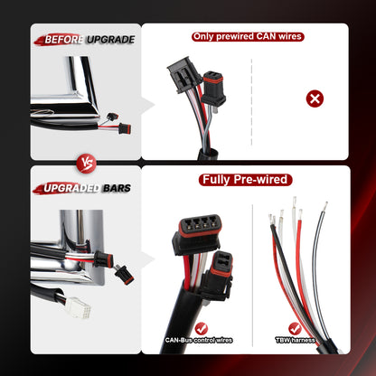 Pre-wired Handlebars for Harley 2016-2023 Touring Road Glide