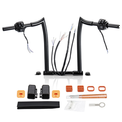 10/12/14/16 inch Prewired Handlebars for 1996-2006 Harley Sportster/Dyna/Softail/Road King